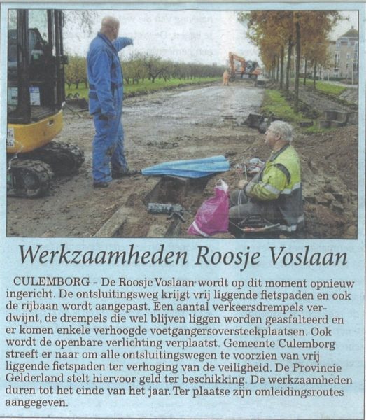 Werkzaamheden Mouwrik in Culemborgse Courant